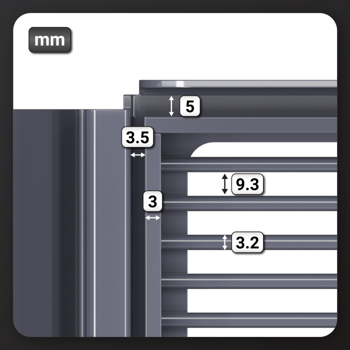 BROOKLYN | Mesh Shelf + Price Rail + 2x Shelf Supports | 37x100cm | Anthracite | WRAHT