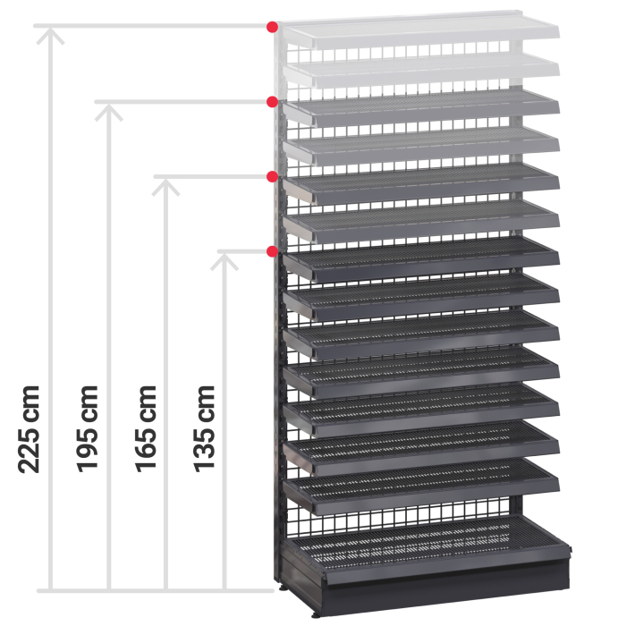 BROOKLYN | Mesh Shelf + Price Rail + 2x Shelf Supports | 37x100cm | Anthracite | WRAHT