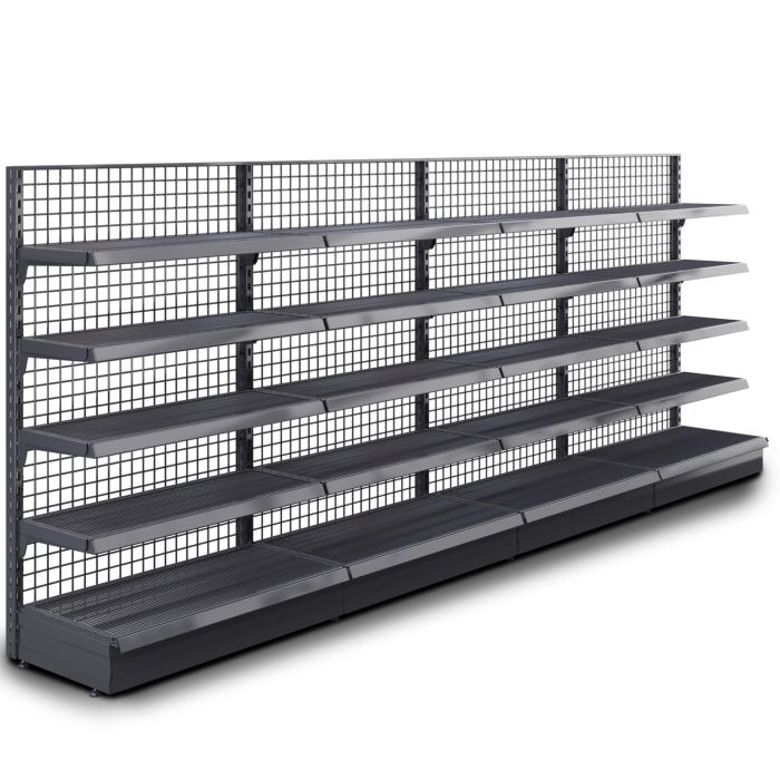 BROOKLYN | Scaffale a muro a reticolo | L400xH165cm | Incl. 4 ripiani | Set completo