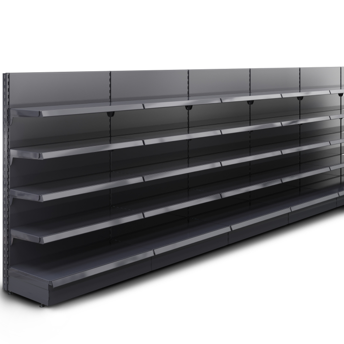BROOKLYN | Scaffale a muro Gondola | L20000xH165cm | Incl. 4 ripiani | Set completo