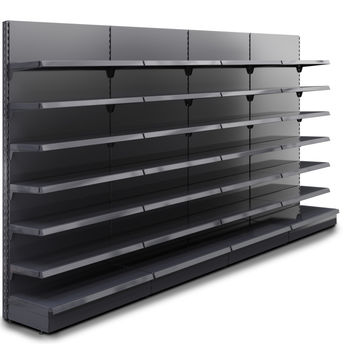 BROOKLYN | Scaffale a muro Gondola | L400xH225cm | Incl. 6 ripiani | Set completo