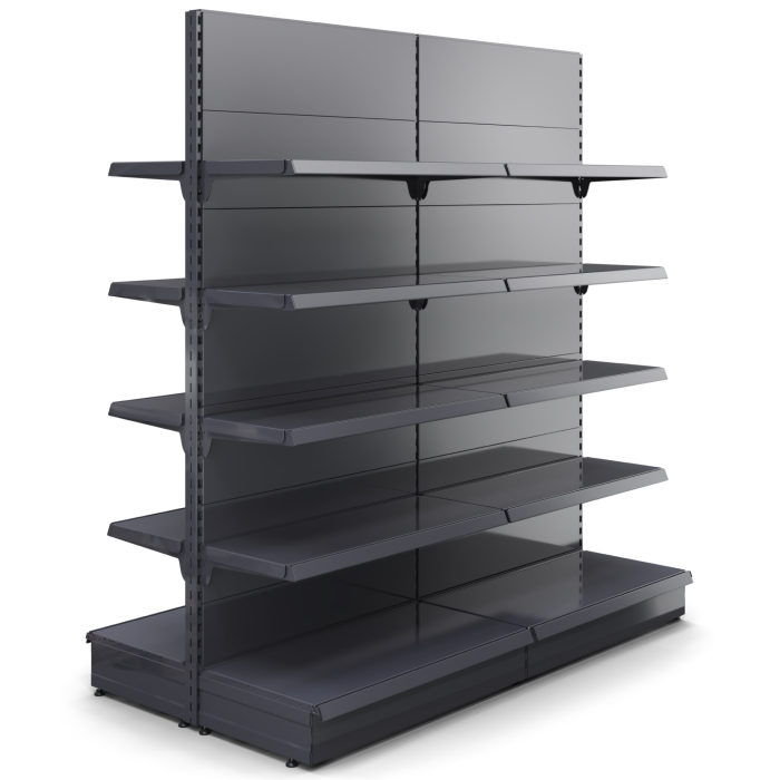 BROOKLYN | Scaffale centrale a gondola | L200xH225cm | Incl. 4 ripiani | Set completo