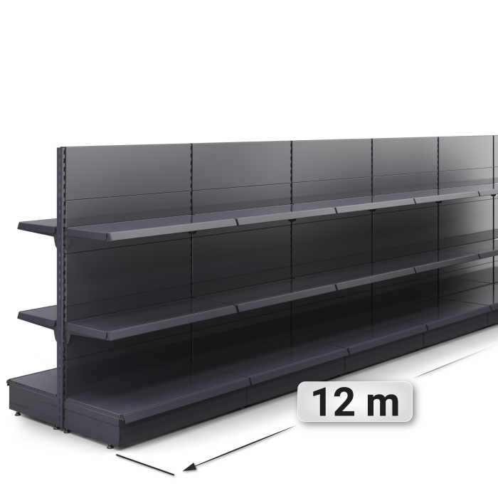 BROOKLYN | Scaffale centrale a gondola | L1200xH165cm | Incl. 2 ripiani | Set completo BROOKLYN | Scaffale centrale a gondola | L1200xH165cm | Incl. 2 ripiani | Set completo
