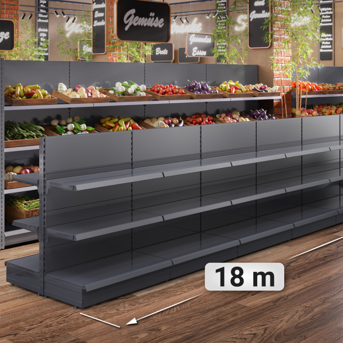 BROOKLYN | Gondola Centre Shelf | W1800xH135cm | Incl. 2 Shelves | Complete Set