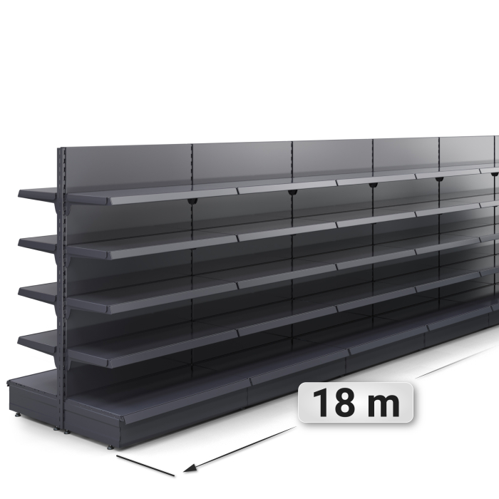 BROOKLYN | Scaffale centrale a gondola | L1800xH165cm | Incl. 4 ripiani | Set completo BROOKLYN | Scaffale centrale a gondola | L1800xH165cm | Incl. 4 ripiani | Set completo