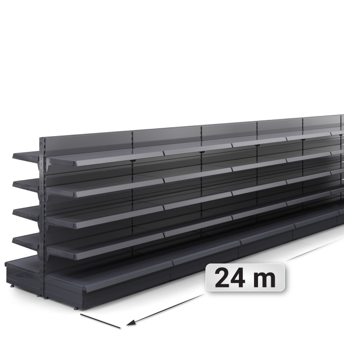 BROOKLYN | Scaffale centrale a gondola | L24000xH135cm | Incl. 4 ripiani | Set completo