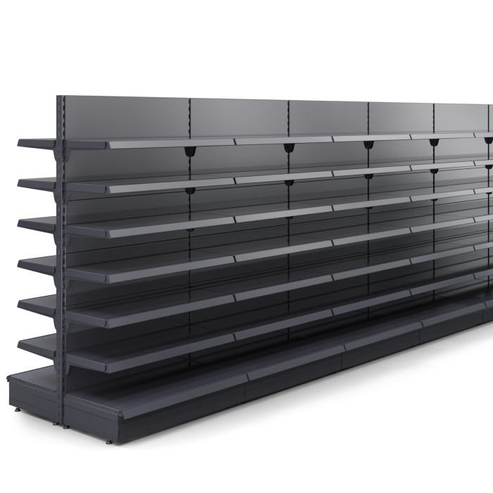 BROOKLYN | Scaffale centrale a gondola | L1200xH195cm | Incl. 6 ripiani | Set completo