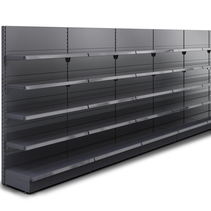 BROOKLYN | Scaffale a muro Gondola | L2000xH195cm | Incl. 4 ripiani | Set completo