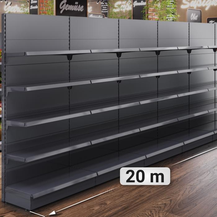 BROOKLYN | Scaffale a muro Gondola | L2000xH225cm | Incl. 4 ripiani | Set completo BROOKLYN | Scaffale a muro Gondola | L2000xH225cm | Incl. 4 ripiani | Set completo