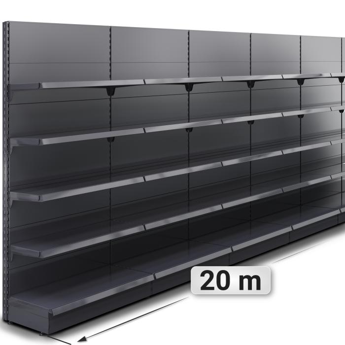 BROOKLYN | Scaffale a muro Gondola | L2000xH225cm | Incl. 4 ripiani | Set completo BROOKLYN | Scaffale a muro Gondola | L2000xH225cm | Incl. 4 ripiani | Set completo