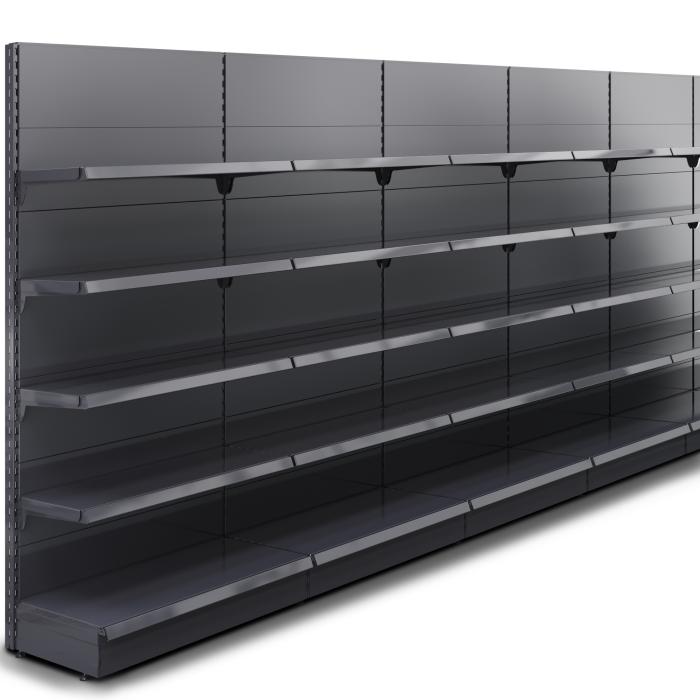 BROOKLYN | Scaffale a muro Gondola | L2000xH225cm | Incl. 4 ripiani | Set completo BROOKLYN | Scaffale a muro Gondola | L2000xH225cm | Incl. 4 ripiani | Set completo