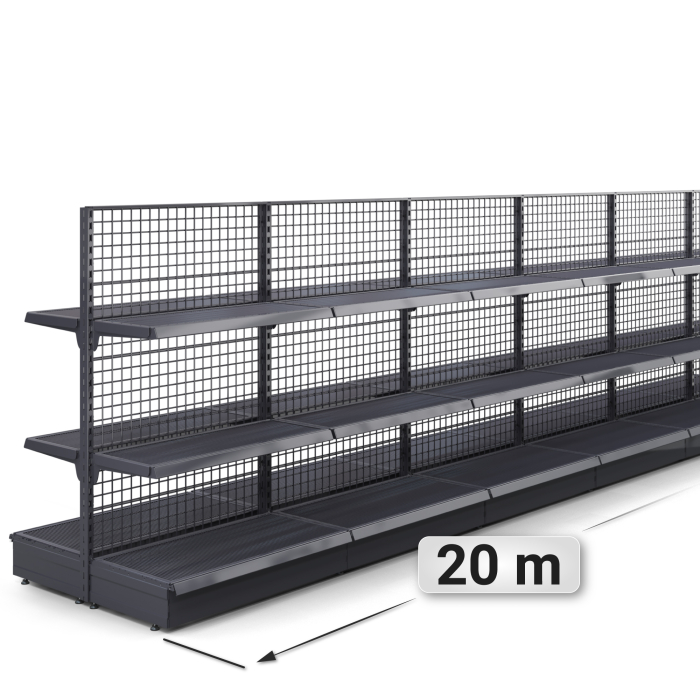 BROOKLYN | Mesh Central Shelving | W2000xH165cm | incl. 2 shelves | Complete Set