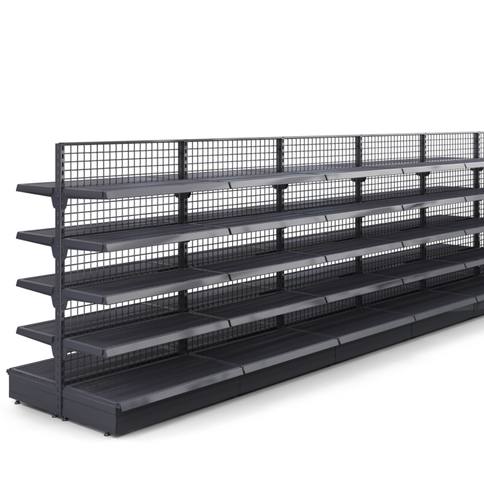 BROOKLYN | Scaffale centrale in rete | L2200xH165cm | incl. 4 ripiani | Set completo