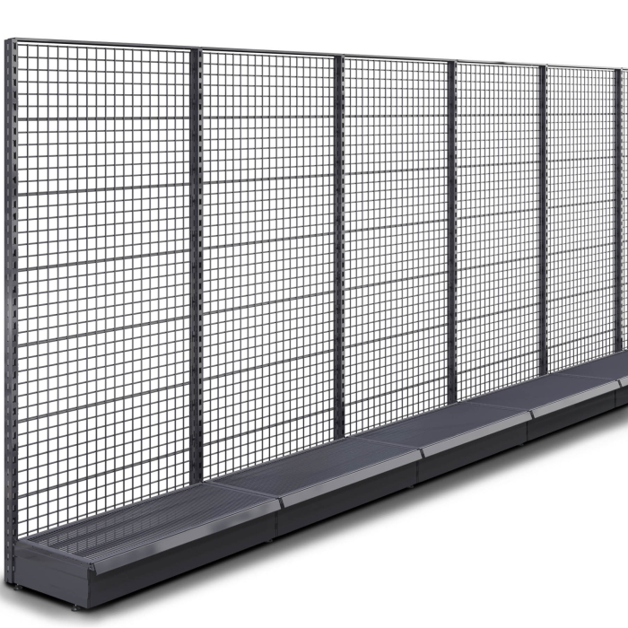 BROOKLYN | Vägghylla med galler | B2200xH225cm | Komplett uppsättning