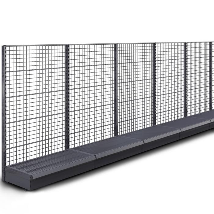 BROOKLYN | Vägghylla i fackverk | B2400xH165cm | Komplett uppsättning