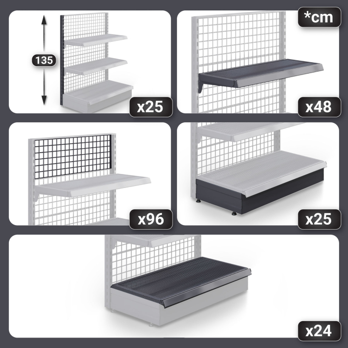 BROOKLYN | Lattice Wall Shelf | W2400xH135cm | Incl. 2 Shelves | Complete Set BROOKLYN | Lattice Wall Shelf | W2400xH135cm | Incl. 2 Shelves | Complete Set