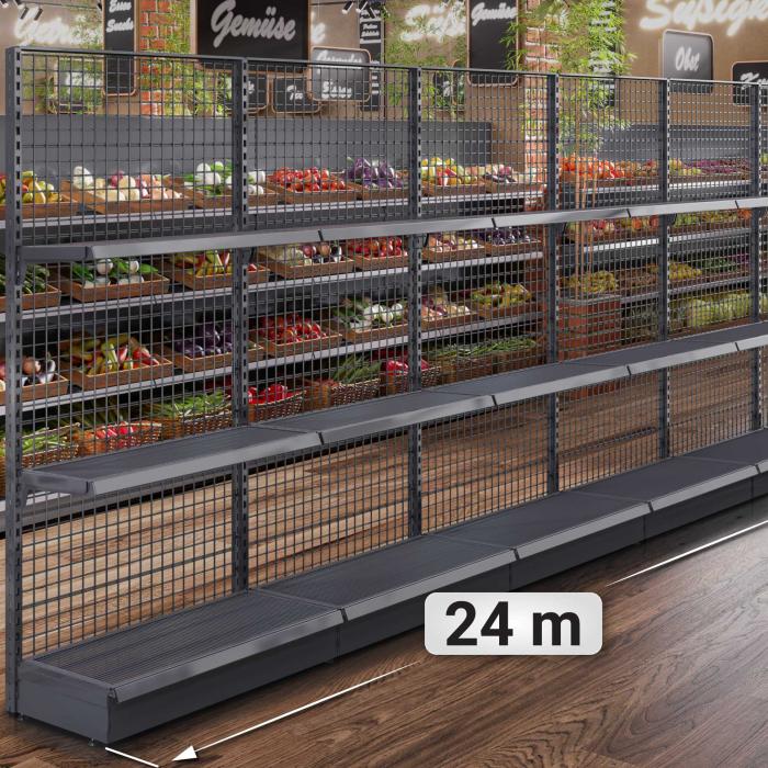 BROOKLYN | Scaffale a muro a reticolo | L2400xH225cm | Incl. 2 ripiani | Set completo BROOKLYN | Scaffale a muro a reticolo | L2400xH225cm | Incl. 2 ripiani | Set completo