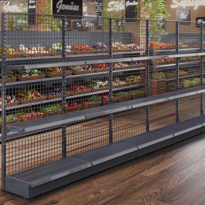 BROOKLYN | Scaffale a muro a reticolo | L2400xH225cm | Incl. 2 ripiani | Set completo BROOKLYN | Scaffale a muro a reticolo | L2400xH225cm | Incl. 2 ripiani | Set completo