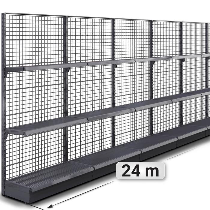 BROOKLYN | Scaffale a muro a reticolo | L2400xH225cm | Incl. 2 ripiani | Set completo BROOKLYN | Scaffale a muro a reticolo | L2400xH225cm | Incl. 2 ripiani | Set completo