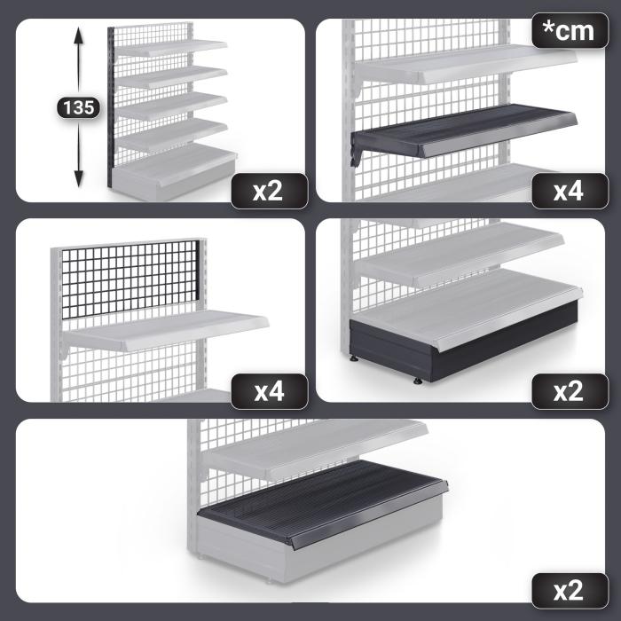 BROOKLYN | Lattice Wall Shelf | W100xH135cm | Incl. 4 Shelves | Complete Set