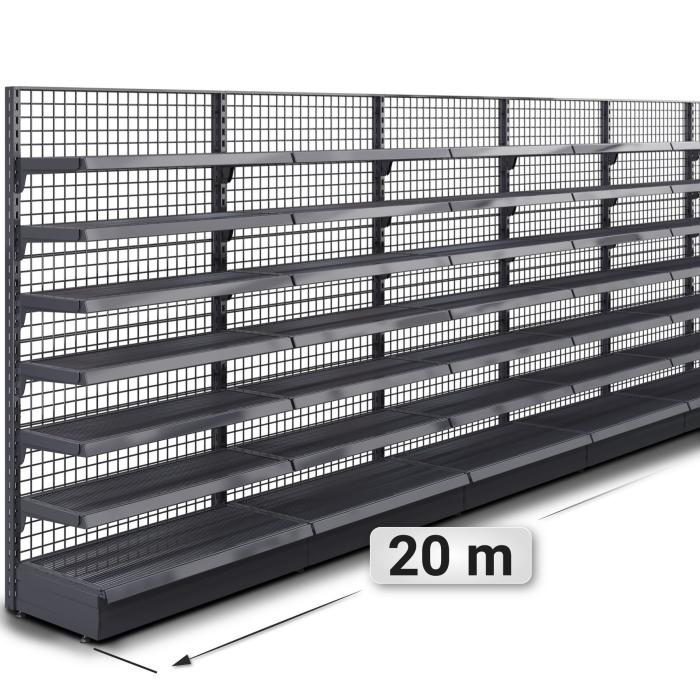 BROOKLYN | Lattice Wall Shelf | W2000xH195cm | Incl. 6 Shelves | Complete Set BROOKLYN | Lattice Wall Shelf | W2000xH195cm | Incl. 6 Shelves | Complete Set