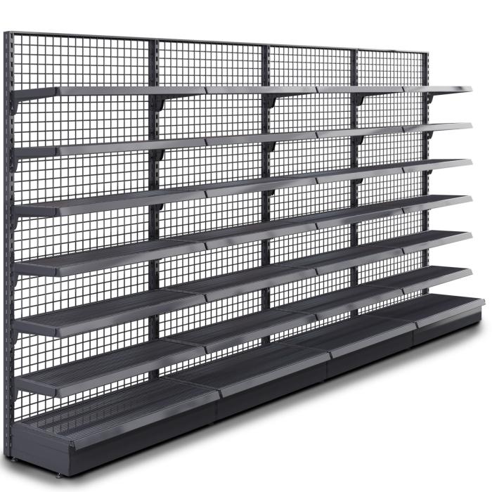 BROOKLYN | Scaffale a muro a reticolo | L400xH225cm | Incl. 6 ripiani | Set completo