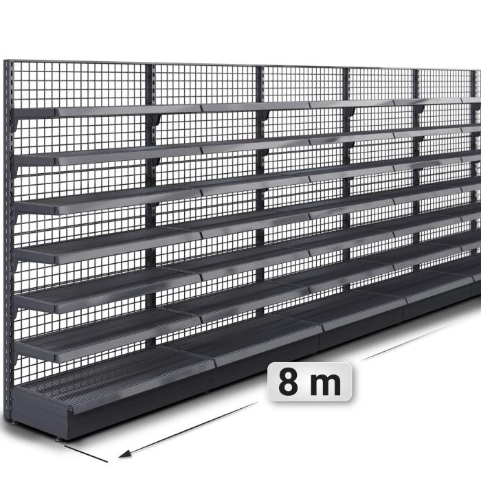 BROOKLYN | Scaffale a muro a reticolo | L800xH195cm | Incl. 6 ripiani | Set completo