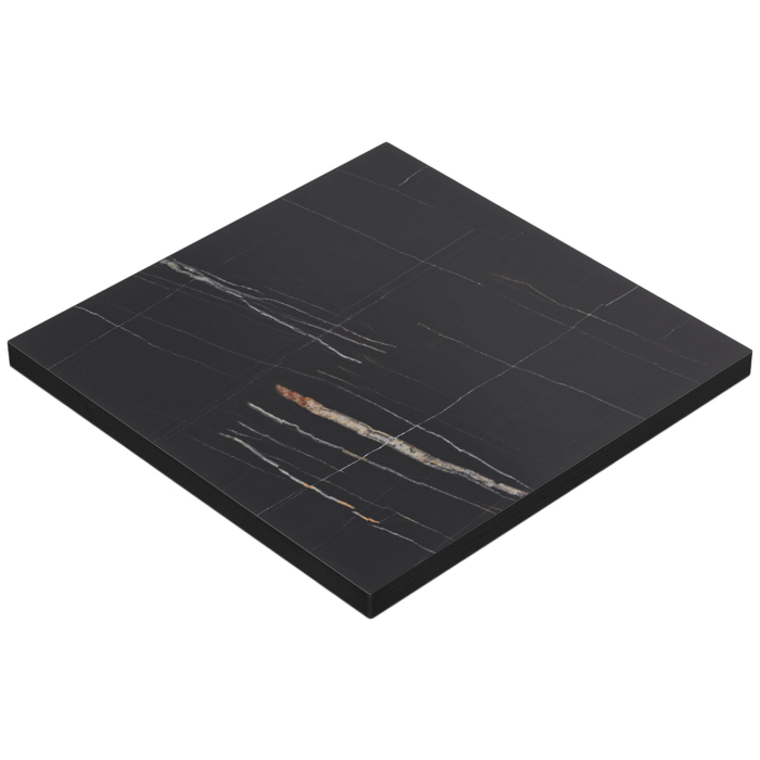 BRASIL | Bistrobordplade | B:D 140 x 140 cm | Sort marmor | Firkantet