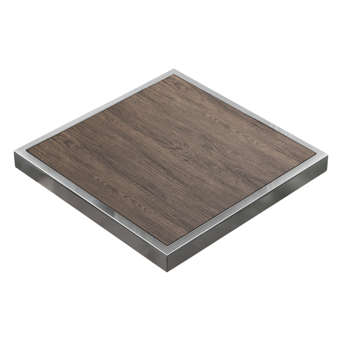BRASIL | Gastro Tischplatte | B:T 70 x 70 cm | Light Wenge | Chrom Rand | Quadratisch