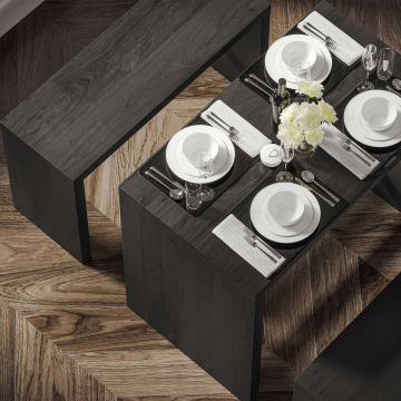 BRASIL | Bistro Brückenstehtisch | Wenge / Schwarz | B:T:H 120 x 70 x 110 cm | Holz