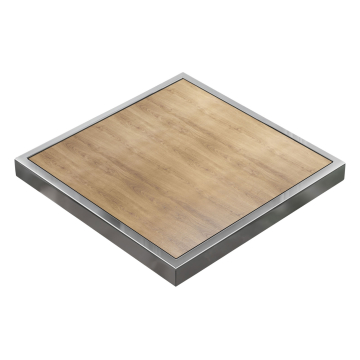 BRASIL | Blat cateringowy | Szer.:Gł. 70 x 70 cm | Dąb | Chromowana krawędź | Kwadrat