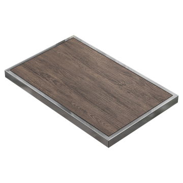 BRASIL | Catering tabletop | W:D 110 x 60 cm | Light Wenge | Chrome edge | Rectangular