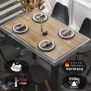 BRASIL | Gastro Tischplatte | B:T 120 x 70 cm | Eiche | Chrom Rand | Rechteckig