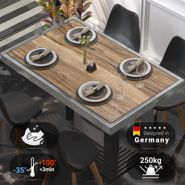 BRASIL | Gastro Tischplatte | B:T 120 x 70 cm | Sheesham | Chrom Rand | Rechteckig