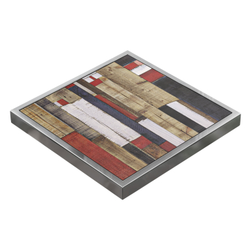 BRASIL | Gastro Tischplatte | B:T 50 x 50 cm | Vintage Bunt | Chrom Rand | Quadratisch