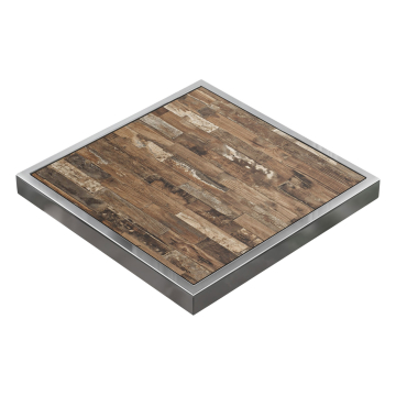 BRASIL | Gastro Tischplatte | B:T 50 x 50 cm | Vintage Old | Chrom Rand | Quadratisch