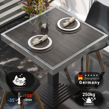 BRASIL | Gastro Tischplatte | B:T 70 x 70 cm | Wenge | Chrom Rand | Quadratisch