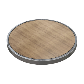 BRASIL | Piano d'appoggio gastronomico | Ø 50 cm | rovere | bordo cromato | rotondo
