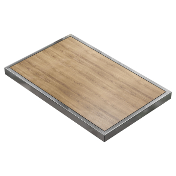 BRASIL | Piano d'appoggio gastronomico | L:P 120 x 70 cm | Rovere | Bordo cromato | Rettangolare