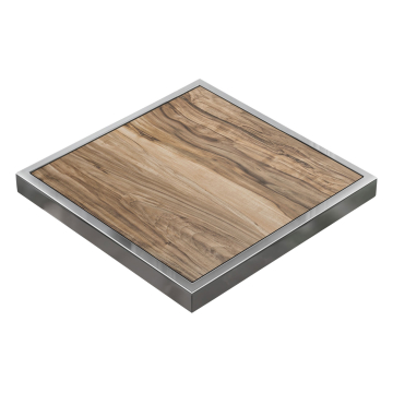 BRASIL | Piano d'appoggio gastronomico | L:P 80 x 80 cm | Sheesham | Bordo cromato | Quadrato