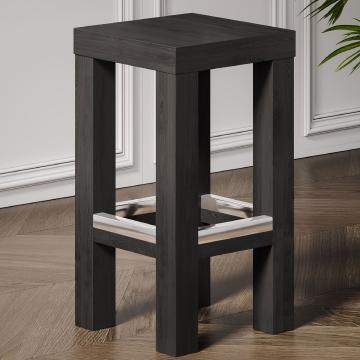 BRASIL | Houten Kruk | Wengé/Zwart | B:D:H 34 x 34 x 76 cm
