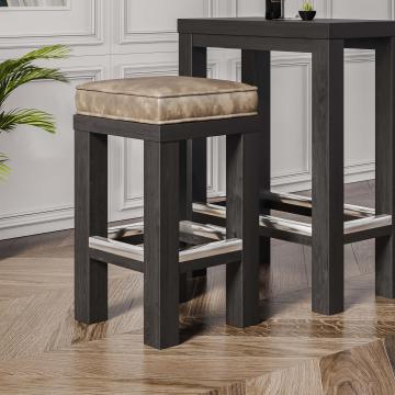 BRASIL | Houten Kruk | Wengé/Taupe | B:D:H 39 x 39 x 51 cm