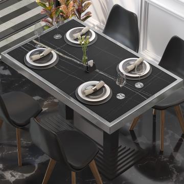 BRASIL | Piani tavolo Ristorante | L:P 110 x 60 cm | Marmo nero | Cerchio cromato