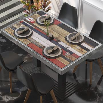 BRASIL | Piani tavolo Ristorante | L:P 110 x 60 cm | Colorazione vintage | Cerchio cromato