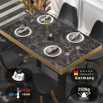 Brasil | Piano Tavolo Gastro HPL | B:T 130 x 80 cm | Marmo Caffè | Bordo Dorato | Rettangolare