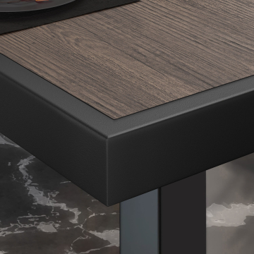 BRASIL | Piani tavolo Ristorante | L:P 110 x 60 cm | Wengé chiaro | Cerchio in metallo nero