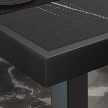 BRASIL | Piani tavolo Ristorante | L:P 110 x 60 cm | Marmo nero | Cerchio in metallo nero