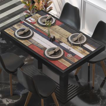 BRASIL | Piani tavolo Ristorante | L:P 110 x 60 cm | Colorazione vintage | Cerchio in metallo nero