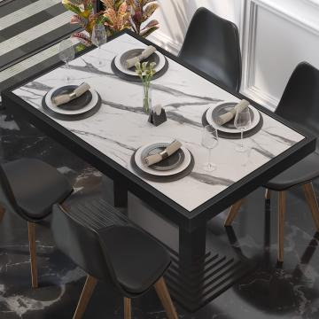 BRASIL | Piani tavolo Ristorante | L:P 110 x 60 cm | Marmo bianco | Cerchio in metallo nero