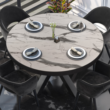 BRASIL | Gastro bordplate | Ø 140 cm | Hvit marmor | Rund